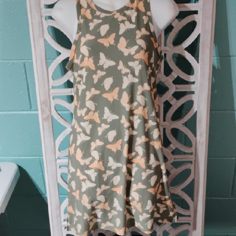 SO Green and Cream Butterfly Print Top